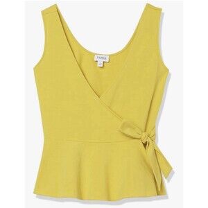 TEREA Women's Kiara Peplum Surplice Tank Top Yellow Size Large NWT